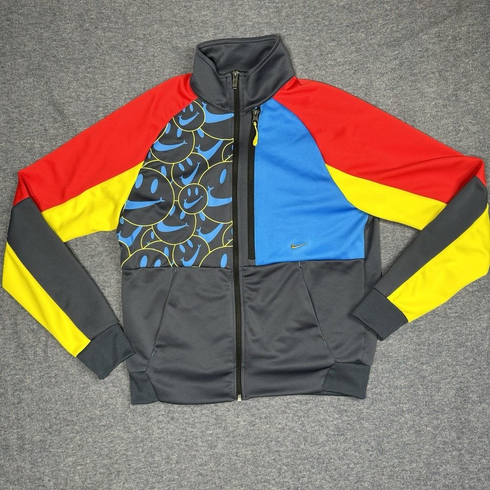 Nike Mens Have A Nike Day Smiley Face Track Jacket Colorblock Grey Blue Red L - Picture 2 of 9
